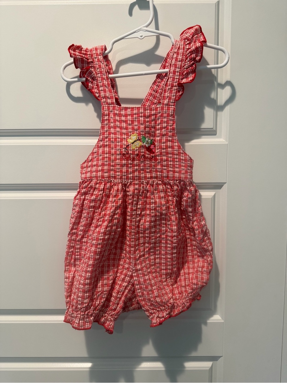 Vintage Baby Girl Oshkosh Baby B'gosh 24 Month Strawberry Shortalls Bubble Red